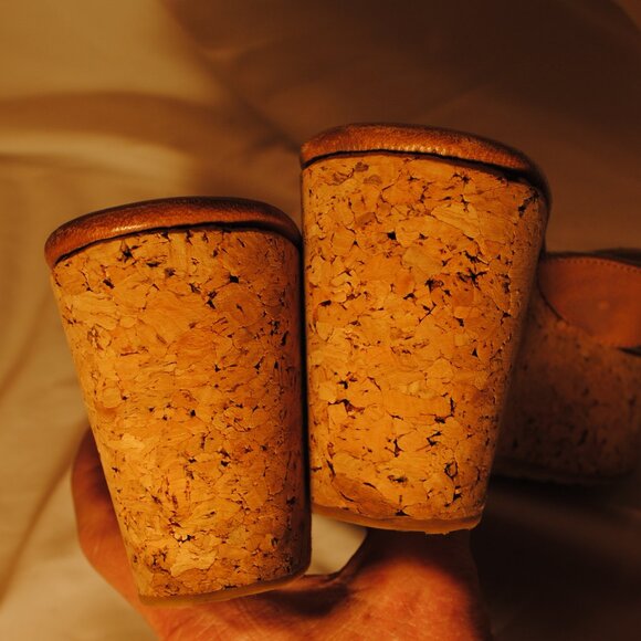 JIMMY CHOO WOMENS SZ 9 1/2 BROWN PLATFORM CORK SANDLE WEDGES - Picture 4 of 11